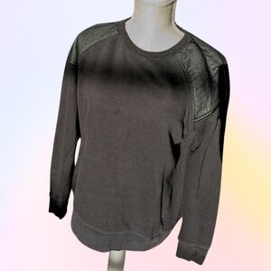 H&M black sweater with black leather shoulder pads, Men's size medium